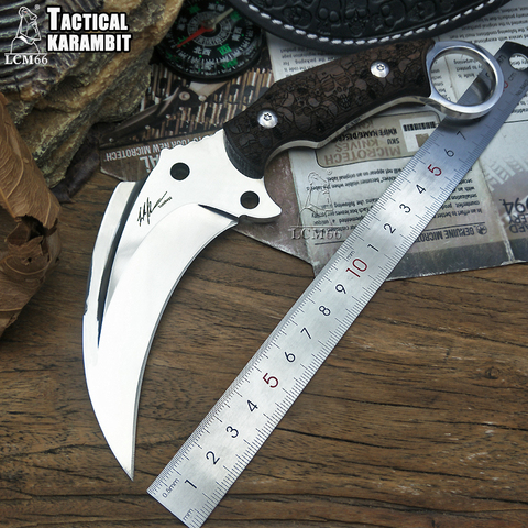 Karambit táctico de gama alta, cuchillo de garra de escorpión para acampada al aire libre, jungla, supervivencia, hoja fija, herramienta de defensa personal, LCM66 ► Foto 1/6