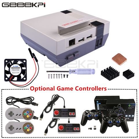 Kit de Retroflag GeeekPi carcasa NESPi + Plus con ventilador + SNES opcionales/Turbo/2,4G, controles de juego inalámbrico para Raspberry Pi 3 B + /3/2B ► Foto 1/5