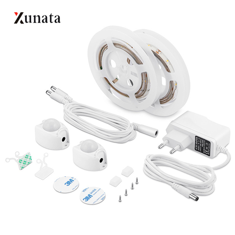 Tira de luces LED con Sensor de movimiento, cinta de luz nocturna impermeable de 1,2 m, 12V, con temporizador de apagado automático para cama y armario ► Foto 1/1