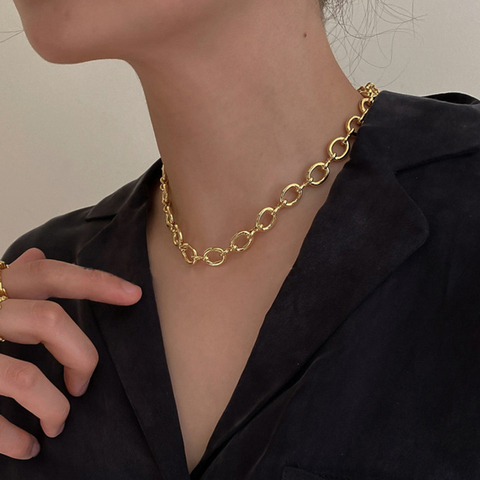 Peri'sBox-collares de círculo pequeño con cuentas geométricas para mujer, Color dorado y plateado, collar minimalista, joyería 2022 ► Foto 1/6