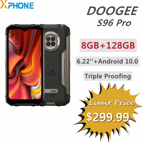 Doogee-teléfono inteligente S96 Pro, móvil resistente, cámara cuádruple redonda de 48,0mp, 8GB RAM, 128GB rom, batería de 6350mAh, pantalla de 6,22 pulgadas, 10,0 Android, procesador Helio G90, Octa Core, red 4G ► Foto 1/6