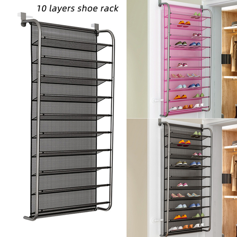 36 pares de Zapatero colgante para puerta 6/10 niveles organizador de zapatos montado en la pared estante colgante para zapatos de dormitorio para el hogar nuevo ► Foto 1/6