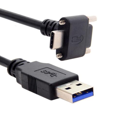 Ángulo USB 3,1 tipo C doble tornillo de bloqueo a USB 3,0 Cable de datos estándar 90 grados para cámara RealSense R200 SR300 D415 D435 ► Foto 1/4