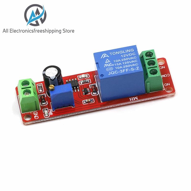 NE555 temporizador interruptor módulo ajustable tiempo de retardo módulo de relé cc 12V retardo relé escudo 0 ~ 10S ► Foto 1/5