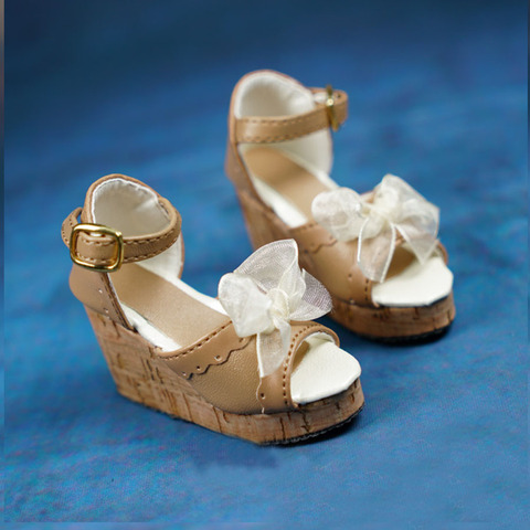 Wamame-Sandalias/zapatos con lazo de flores para mujer, calzado para muñeca, color marrón, 1/4 MSD 1/3 SD DZ BJD ► Foto 1/2