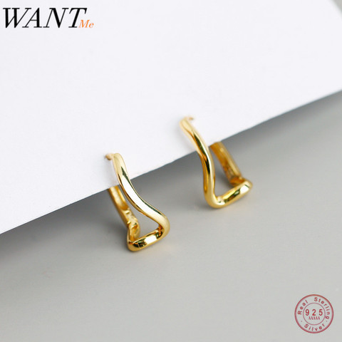 WANTME-pendientes de 100% Plata de Ley 925 auténtica para mujer, aretes geométricos irregulares minimalistas, joyería Punk Hip hop, nueva moda ► Foto 1/6