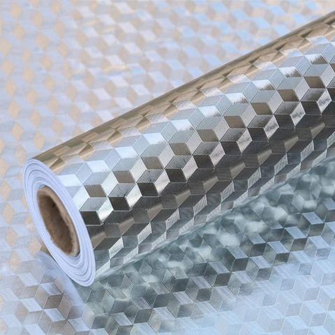 Papel de aluminio autoadhesivo impermeable para cocina, papel de contacto de acero inoxidable, antisalpicaduras ► Foto 1/6
