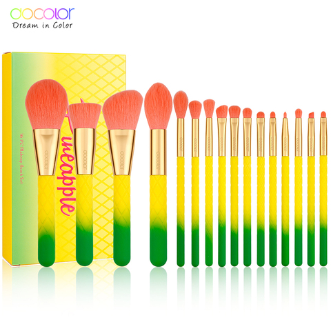 Docolor-brochas de maquillaje, 16 Uds., conjunto de pinceles de maquillaje de piña, mezcla de bases, polvo facial, sombra de ojos, regalo de Navidad ► Foto 1/6