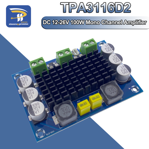 Placa amplificadora de Audio Digital Mono canal, XH-M542 TPA3116 D2 TPA3116DA 24V DC 12V 100W, placa de gran capacidad TPA3116D2 ► Foto 1/6