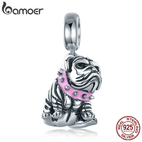 BAMOER-abalorios de plata de ley 925 con diseño de perro Bulldog Inglés, charms para pulsera customizable, modelo SCC552 ► Foto 1/5