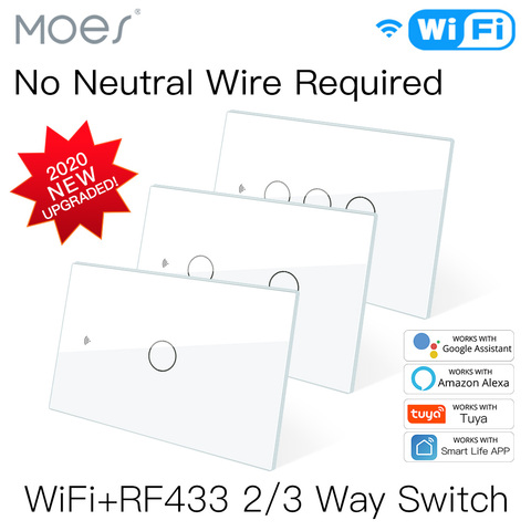 Nuevo WiFi inteligente interruptor de luz RF433 No Neutral solo Alambre de fuego vida inteligente Tuya Control DE App funciona con Alexa Google 110V 220V ► Foto 1/6