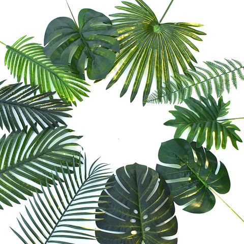 Plantas artificiales Monstera de plástico, palmera Tropical, hojas, accesorios de decoración para jardín de casa, fotografía, hojas decorativas ► Foto 1/6