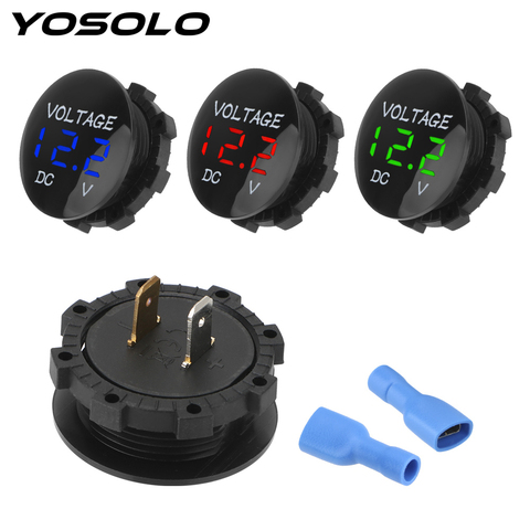 YOSOLO-Medidor de voltaje para coche y motocicleta, Mini voltímetro Digital, amperímetro, pantalla Led, DC 12V-24V ► Foto 1/6