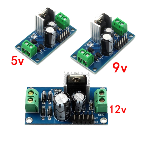 Regulador de voltaje LM7805 LM7809 LM7812 CC/ca de tres terminales, módulo de fuente de alimentación 5V 9V 12V, salida máxima de 1,2 a ► Foto 1/4