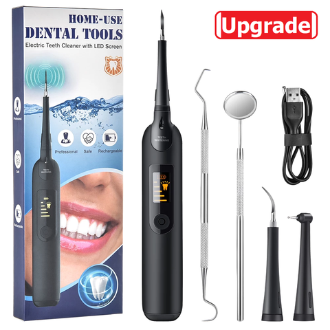 Dental escarificador ultrasónico eléctrico, limpiador de cálculo Dental con pantalla LED, herramienta para manchas de dientes y sarro, blanqueador de dientes y sarro ► Foto 1/6