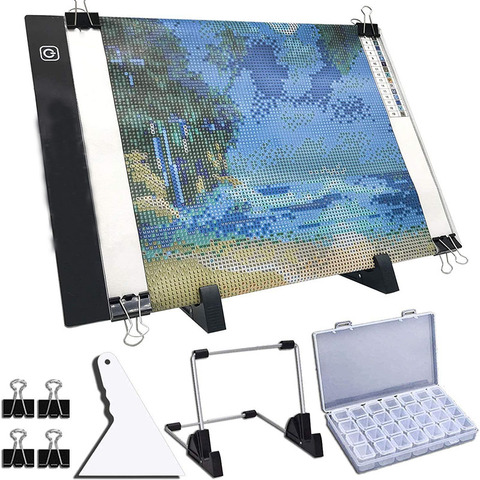 Almohadilla de luz LED A4/A5 para pintura de diamantes, Kit de placa de luz alimentada por USB, brillo ajustable con soporte desmontable y Clip ► Foto 1/6