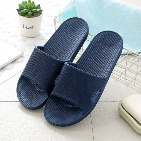 Calzado de los hombres hombre raya plana baño suave zapatillas de verano de interior Zapatillas de casa envío Sapato Masculino hombre Flip-Flop ► Foto 1/6