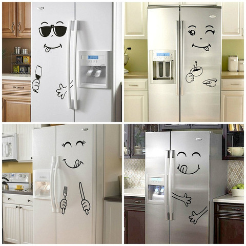 Divertidas pegatinas de pared con cara sonriente para comer, decoración para el hogar, comedor, vinilo artístico Diy, calcomanía para pared, calcomanía para refrigerador ► Foto 1/6