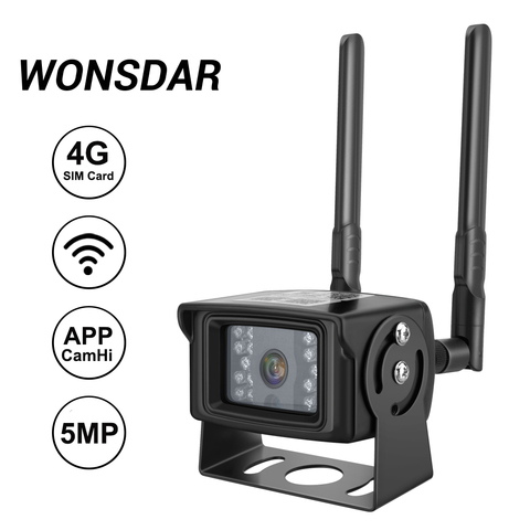 Wonsdar-cámara IP de seguridad para interior y exterior, videocámara de Metal con tarjeta SIM 4G, 1080P, 5MP, HD, WiFi, 3G, para coche y Casa, Camhi ► Foto 1/6