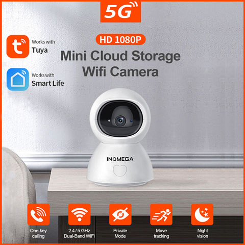 INQMEGA-cámara de seguridad IP con visión nocturna infrarroja, Monitor de bebé CCTV inalámbrico, de doble banda WiFi, 1080P, HD, 5G, Tuya ► Foto 1/6