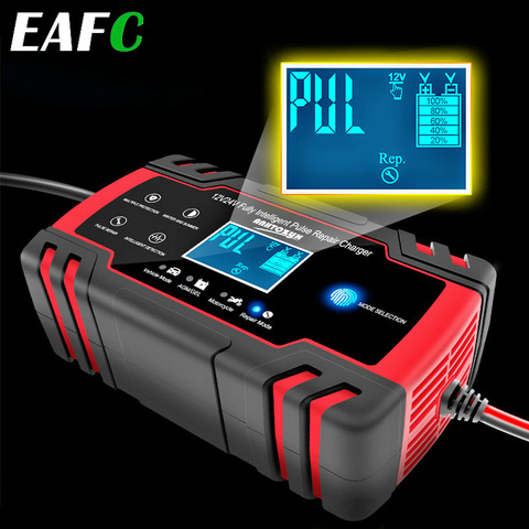 Cargador de batería para coche de 12/24V dispositivo de arranque con pantalla LCD táctil para motocicleta, gel húmedo, de plomo ácido ► Foto 1/6