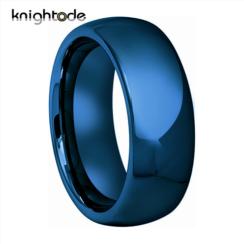 Anillo de boda para hombre y mujer, sortija azul, 100%, Anillos de Carburo de Tungsteno puro, 6mm, 8mm, pulido ► Foto 1/6