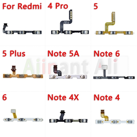 Interruptor lateral de botón de volumen, tecla de encendido y apagado, Cable flexible de alimentación para Xiaomi Redmi Note 4 5 6 4A 4x 5A 6A Plus Pro Power Flex ► Foto 1/6