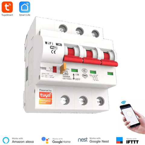 Interruptor inteligente Tuya 3P 16A-125A, Control remoto, WiFi, Reconectador Automático Compatible con Alexa Goolge ► Foto 1/6