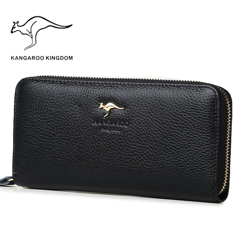 Canguro KINGDOM-billeteras de cuero genuino para mujer, Cartera de Cremallera larga, monedero de mano ► Foto 1/6