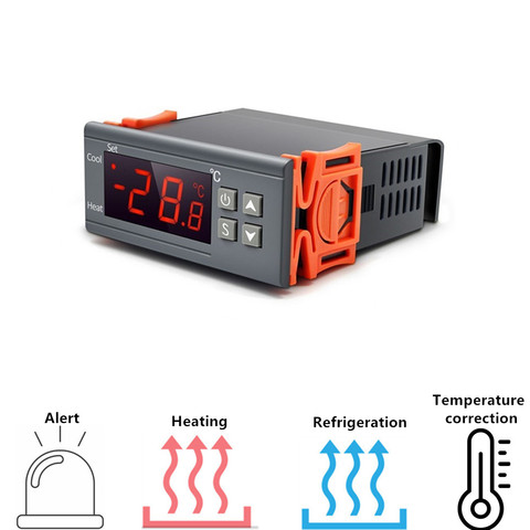 Termostato con pantalla digital para incubadora, controlador de temperatura con refrigeración por calor modelo STC-1000 de 12V 24V 220V con pantalla LED para máquina incubadora ► Foto 1/6