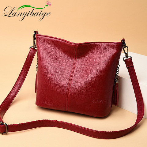 Bolso de mano de cuero de alta calidad para mujer, bandolera pequeña de diseñador de lujo, Color Rojo ► Foto 1/1