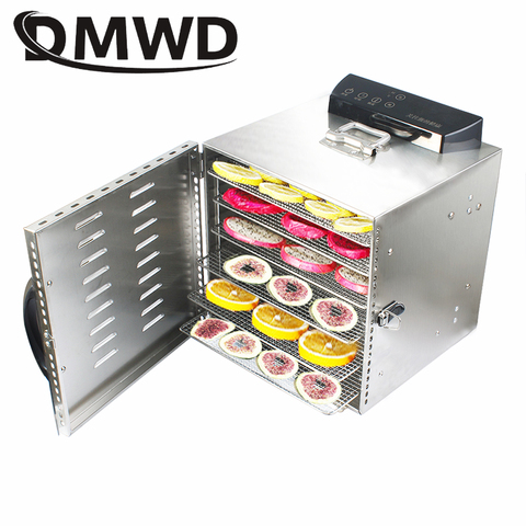 Secador de aire de acero inoxidable para deshidratación de alimentos secos, máquina de secado de frutas, verduras, hierbas, carne, 110V/220V, 6 bandejas ► Foto 1/6