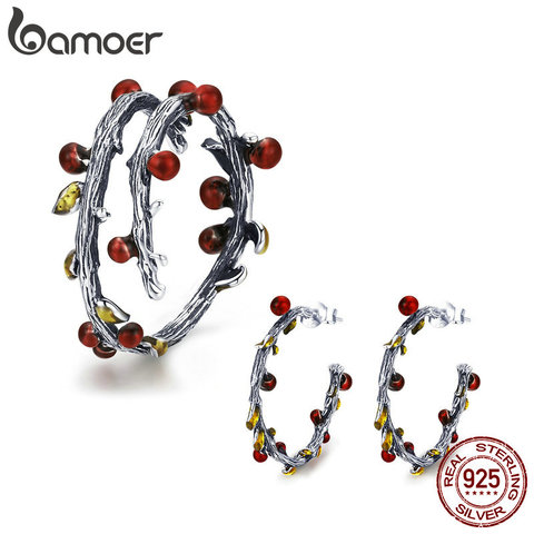 BAMOER-conjunto de joyas de plata de ley 925 con forma de Rama, conjunto de joyería con diseño de hojas de Árbol de otoño ► Foto 1/6