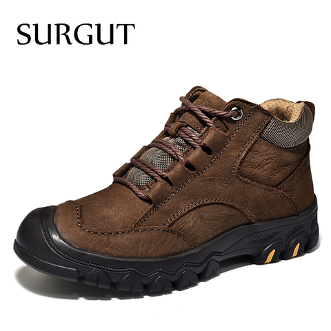 SURGUT-botas militares tácticas de invierno para hombre, zapatos de cuero con punta redonda para exteriores, informales de combate para el desierto, de talla grande 38-46 ► Foto 1/6