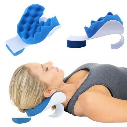 Almohada relajante para aliviar el dolor de cuello y hombros, dispositivo de tracción muscular para alineación de columna Cervical, soporte para cuello, almohada de viaje ► Foto 1/6