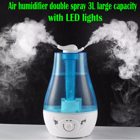 Humidificador de aire ultrasónico, humidificador de aire ultrasónico de 25W y 3L con doble pulverización, práctico difusor de aceites esenciales para descarga de niebla en el hogar ► Foto 1/6