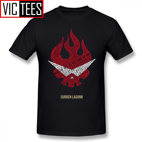 Camisetas Geek para hombre Gurren Lagann tipography camiseta 5x para hombre Camiseta Streetwear 100% algodón impreso camiseta bonita ► Foto 1/6