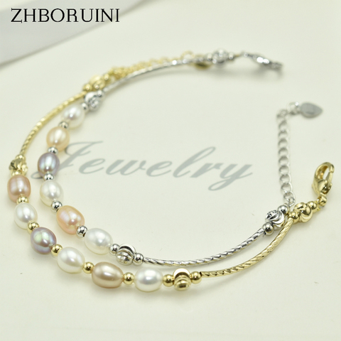 ZHBORUINI-pulsera de perlas naturales de agua dulce para mujer, abalorio sencillo, multicolor, joyas de cuentas, joyería de perlas ► Foto 1/6