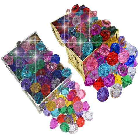 Jarrón de acrílico Multicolor con diamantes gemas cuentas facetadas, cristal pirata, caja del Tesoro, decoraciones para joyería y fiesta, 15,0 m ► Foto 1/5