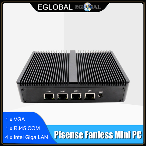 Eglobal sin ventilador Pfsense Mini PC Linux J1900 Quad Core Nano Itx 4 * Intel WG82583 Gigabit RJ45 Lan Firewall Router servidor de seguridad ► Foto 1/6