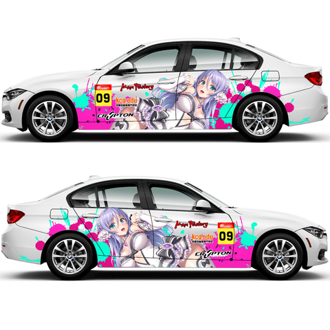 Japón Anime vinilo coche etiqueta Itasha Miku de dibujos animados puerta, carrocería calcomanías de pegatinas de Rally en el coche vehículo accesorios Hood de la etiqueta engomada ► Foto 1/1