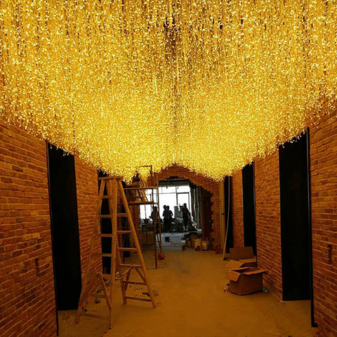 Luz LED para cortina Icicle, guirnaldas de luces de cascada, guirnalda de luces de hadas, decoración de fiesta estrellada, luz impermeable para exteriores ► Foto 1/6