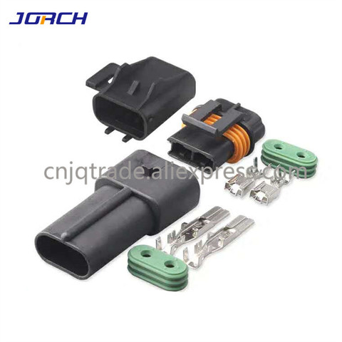 Delphi-conector hembra y macho de 2 pines, conector eléctrico automotriz sellado 12033769 12034269 para enchufe de ventilador, 5 uds. ► Foto 1/5