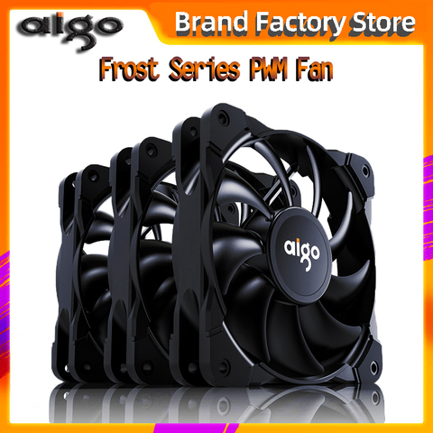 Aigo nuevo PWM 4 Pin 120mm ventilador con cubierta de ordenador silencioso 12CM ventilador CPU refrigeración silenciosa ventilador de refrigeración de PC silenciador ventilador con cubierta 12V DC ajustar la velocidad ► Foto 1/6