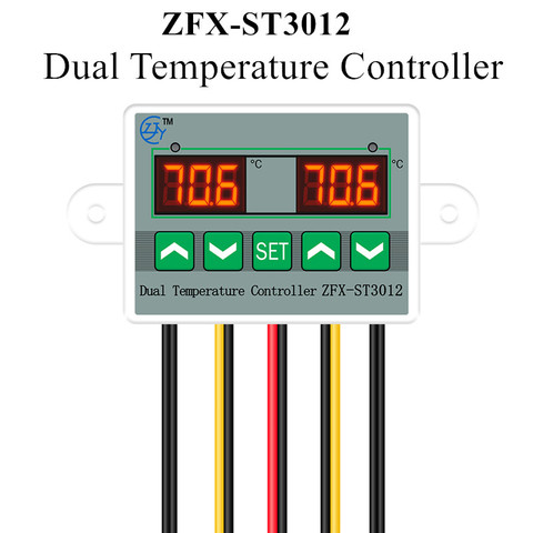 ZFX-ST3012 Temperatura Dual controlador termostato Digital incubadora Control microordenador doble sonda AC 220V 12V 24V 40% ► Foto 1/6