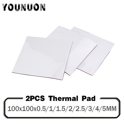 2 uds blanco 100x100mm alfombrilla térmica para GPU CPU disipador de calor de refrigeración conductivo de silicona Pad 0,5/1/1, 5/2/2, 5/3/4/5mm de espesor Pad térmico, ► Foto 1/6