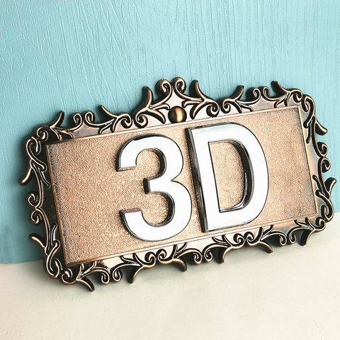 Placa de puerta de plástico ABS de 2-4 dígitos, imitación de Metal, bronce, número de casa, señal personalizada, pegatina de número de puerta para Hotel y apartamento ► Foto 1/6
