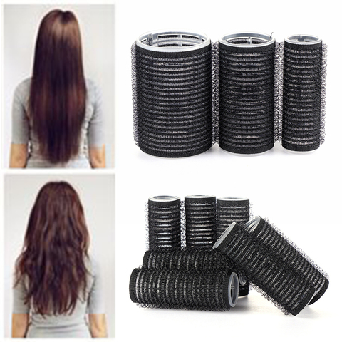 Rodillos de pelo con autoagarre grande para salón profesional, rulos de peluquería, tamaño múltiple, color negro ► Foto 1/6