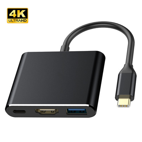 Convertidor de aluminio para Macbook Pro, Samsung, S9, S10, Huawei, P20, P30, Usb C, HDMI tipo C a Hdmi/USB 3,0/tipo-c ► Foto 1/6