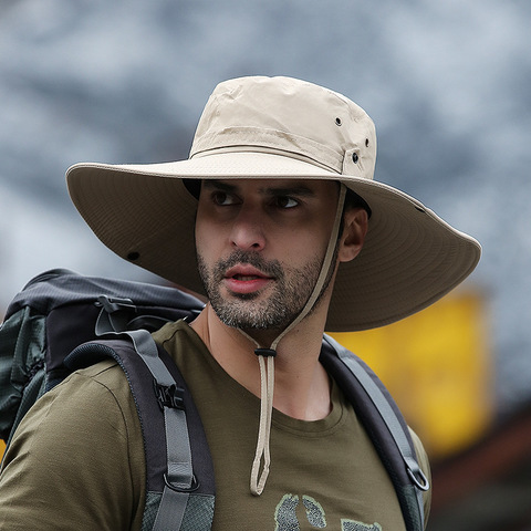 Los viajeros del verano al aire libre en pie sombrero de pescador para hombre sombrero de ala ancha impermeable sombrero de los hombres de talla grande cubo sombrero para el sol gorra ► Foto 1/6